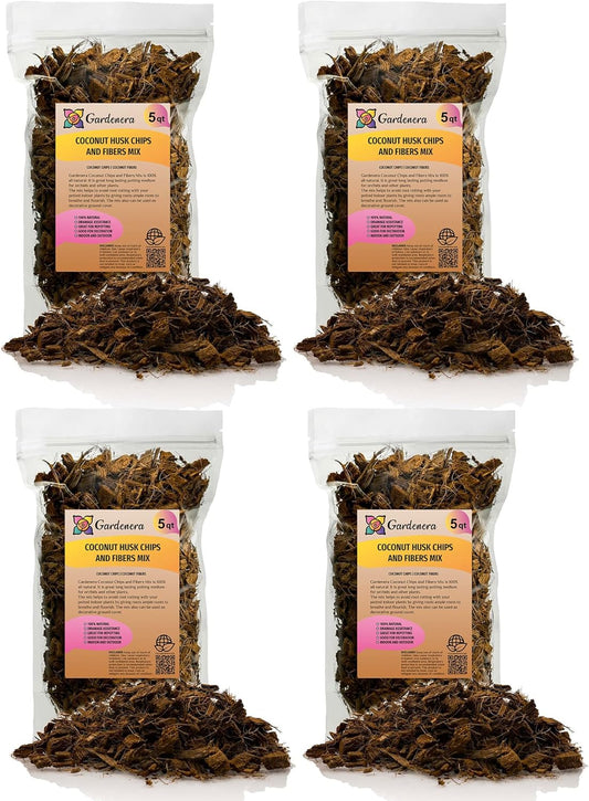 Premium Coconut Husk Chips and Fibers Mix for Orchids - 20 Quart - Houseplant, Monstera and Fiddle