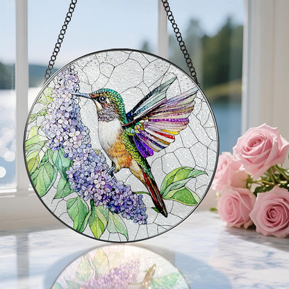 Stained Glass Window Hanging, 8 Inch Hummingbird Sun Catchers, Stained Glass Suncatcher, Window