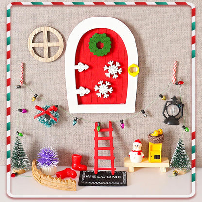 20 Pcs Christmas Girl Fairy Doors Decorations Enchanted Doors Tiny Outdoor Xmas Decor Miniature