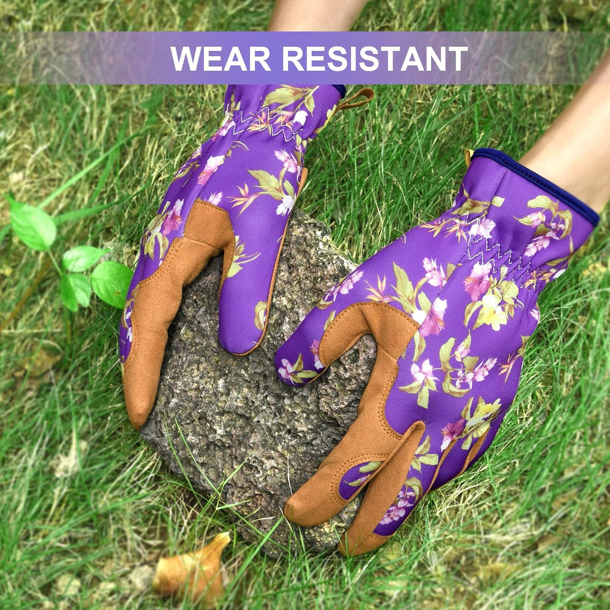 Womens Gardening Weeding Working Gloves, Leather Garden Glove for Women Thorn Proof No Stab for