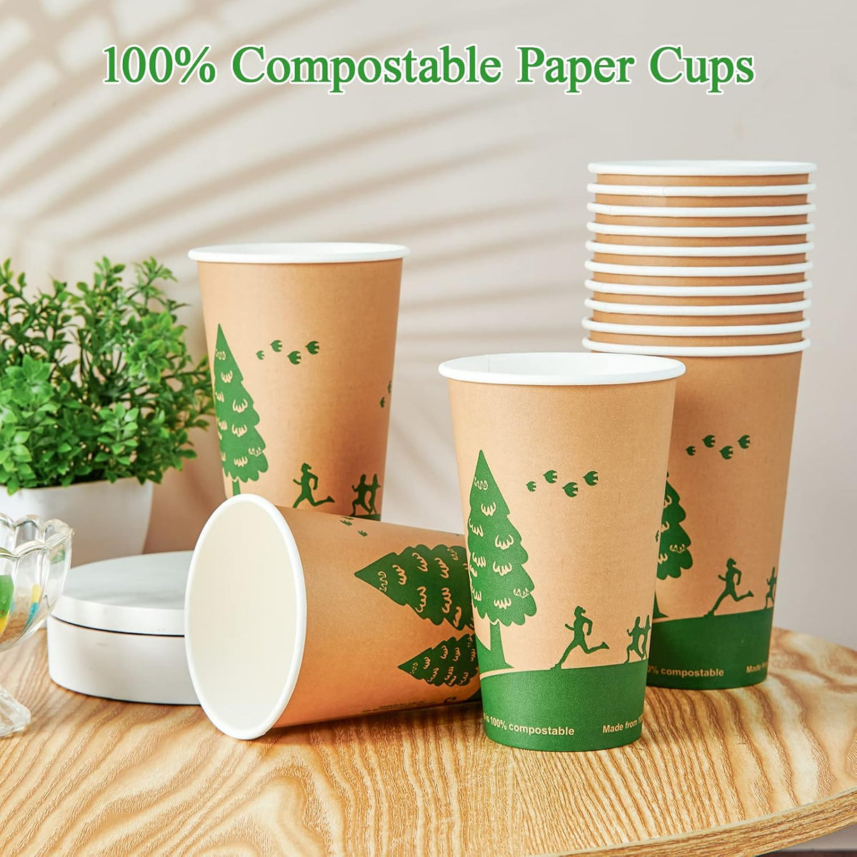 ECOLipak 210 Count 16 oz Paper Cups, 100% Compostable Paper Coffee Cups with PLA Lined, Disposable