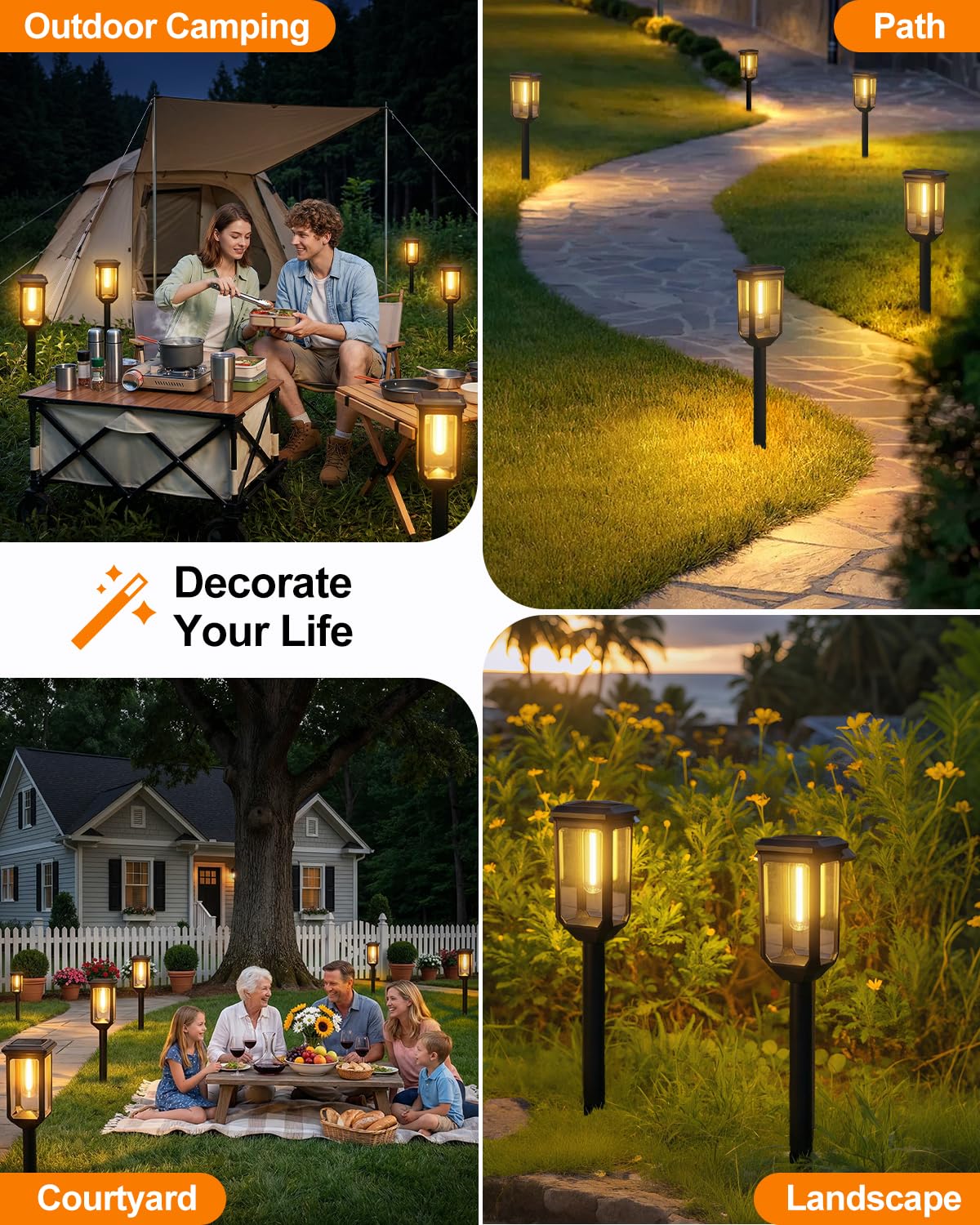 Tenmiro Solar Pathway Lights Outdoor 8 Pack, Bright Solar Garden Lights