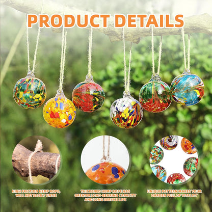 VOREEN 6pcs Hand-Blown Glass Ornaments Balls Hanging Gazing Ball Friendship Ball Glass Witches