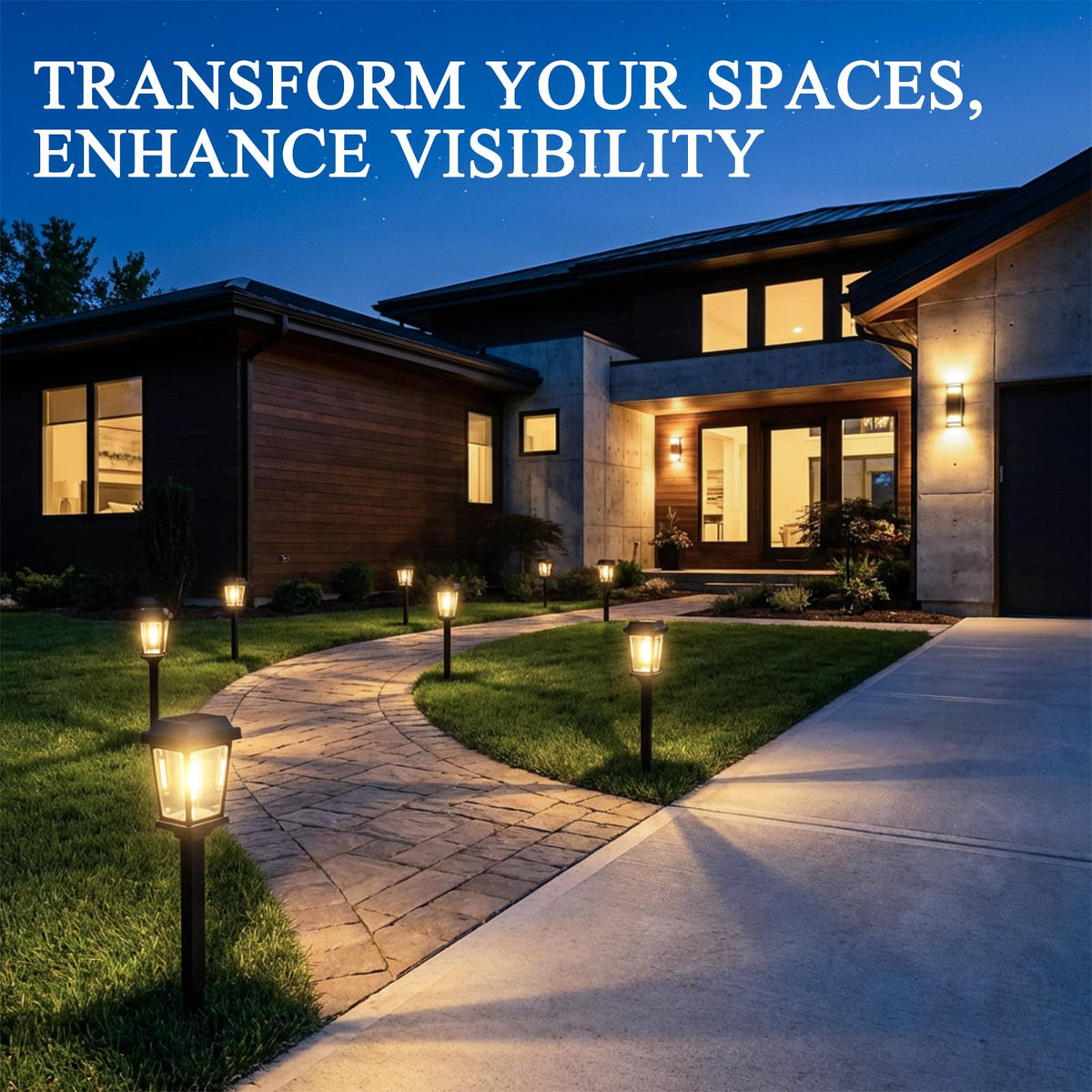DOESLAG 12 Pack Solar Lights Outdoor, Modern Solar Pathway Lights Outdoor, Waterproof Auto On/Off