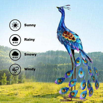Kircust Peacock Garden Statue and Sculpture, Metal Peacock Yard Art Decor, Standing Bird Outdoor