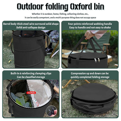 Pop up Camping Trash can with lid, 2-Pack Collapsible 24 Gallons Trash can with Sorting Clips