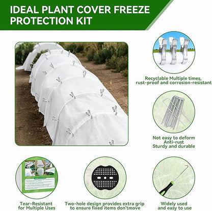 10 FT x 33 FT Plant Covers Freeze Protection kit - 1.8 oz/yd² Thickened Frost Cloths Blankets with