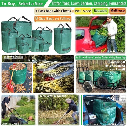 Professional 3-Pack 80 Gallons Lawn Garden Bag Leaf Waste Bags (D26, H33 inches) with Coated