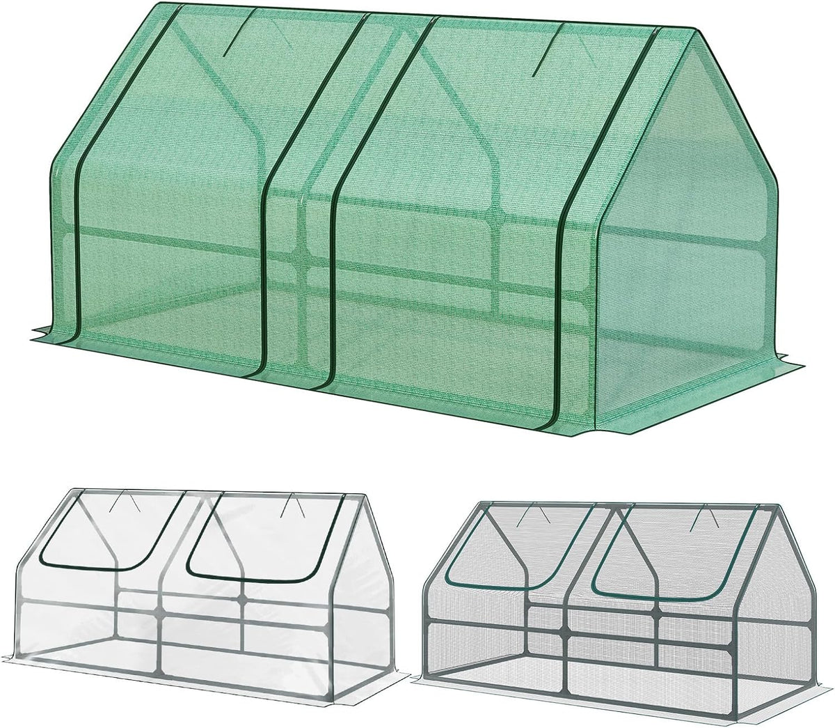 Aoodor 6 x 3 x 3 ft Mini Greenhouse with 2 Zipper Doors, Water-Resistant, UV-Protected for Flowers
