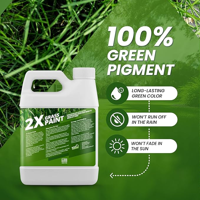 32oz 2X Green Grass Paint for Lawn, Ideal Turf Paint & Green Lawn Spray to Renew Discolored Lawns