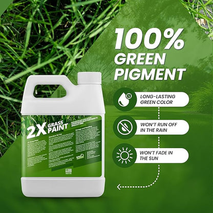 32oz 2X Green Grass Paint for Lawn, Ideal Turf Paint & Green Lawn Spray to Renew Discolored Lawns