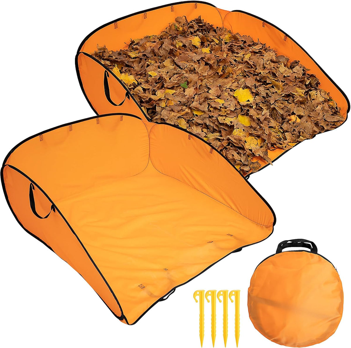 2 Pcs 140 Gallon Pop up Leaf Collector, Foldable Lawn Leaf Pick Up Bag Tool, Large Yard Dustpan
