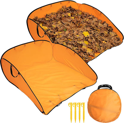 2 Pcs 140 Gallon Pop up Leaf Collector, Foldable Lawn Leaf Pick Up Bag Tool, Large Yard Dustpan