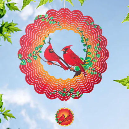 Cardinal Wind Spinners Garden Yard Decor Gift for Women Men, 12 Inch Outdoor Metal 3D Wind Spinner