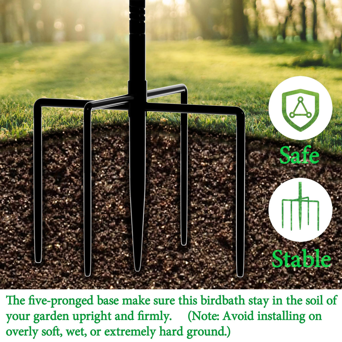 Polyjkl 3" Deep Metal Bird Bath for Outdoors 40in Tall, Removable 13" Dia Birdbath Bowl with Stable
