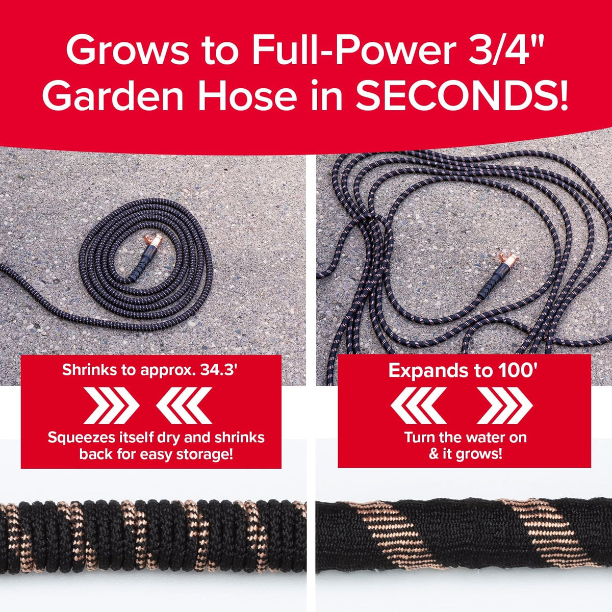 Pocket Hose 100 FT Copper Bullet Hose, 10-Pattern, 650psi