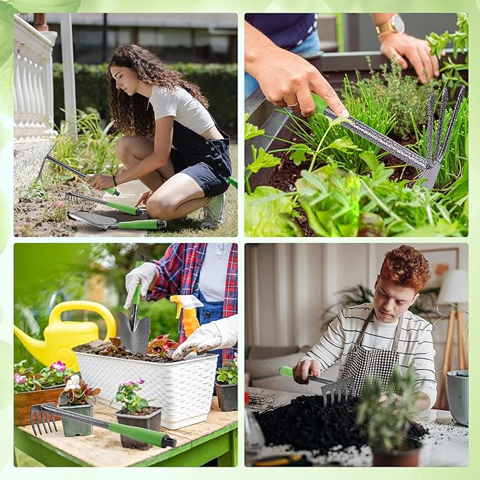 WORKPRO 6-Piece Garden Tool Set, Heavy Duty Gardening Hand Tools with Soft Rubber Handle, Including