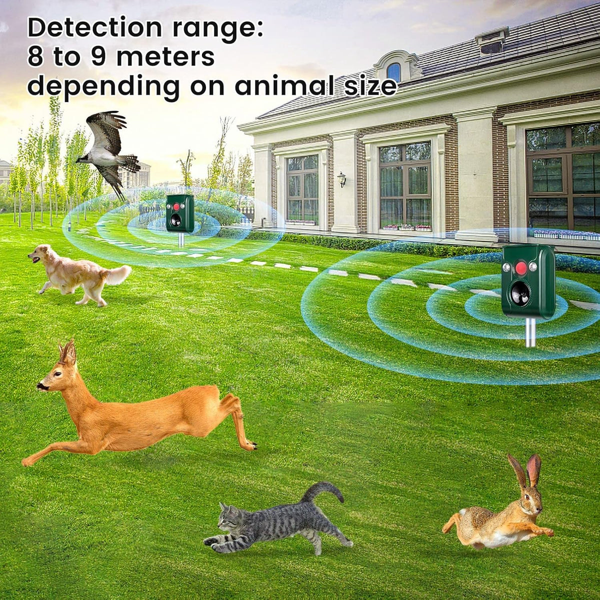 FAYINWBO Latest in 2022 Outdoor Ultrasonic Animal Repeller. Solar Animal Repellent.with Flashing