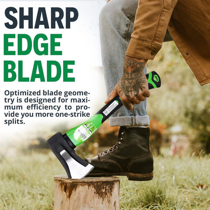 WilFiks Splitting Axe, 15” Camping Hatchet for Chopping and Kindling Wood and Branches, Forged