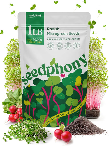 Radish Sprouting & Microgreens Seeds - 50,000 Non-GMO Heirloom Seed, 1lb Resealable Bag
