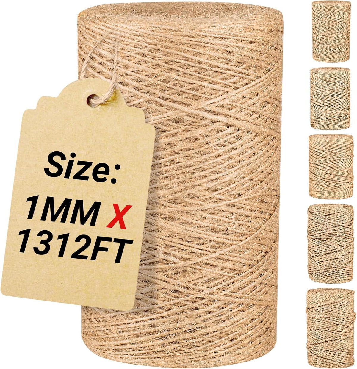 Natural Jute Twine String,Bulk Jute Rope Cord Twine for Crafting Gardening,Roll of Thick and Thin