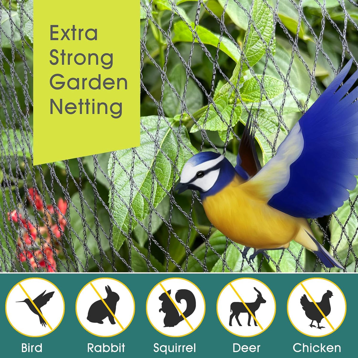 Bird Netting for Garden, 7.5 x 98 FT Heavy Duty Anti Bird Netting Mesh with Ties and Landscape