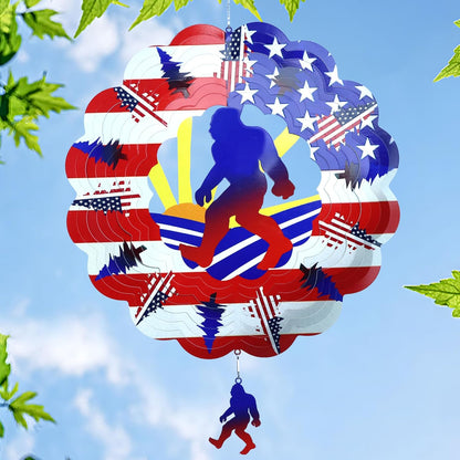 Bigfoot Wind Spinners Gift Patriotic Sasquatch Gifts for Women Men, 12 Inch Outdoor Metal 3D Wind