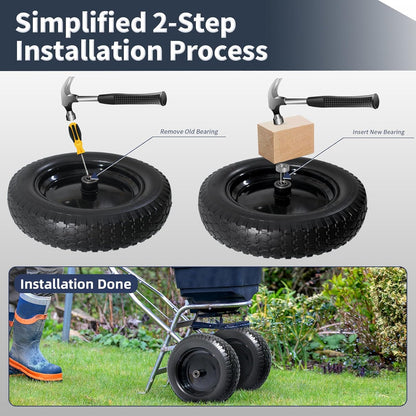 Wheelbarrow Tire 4.80/4.00-8 Flat Free Solid Tire Wheel 14.5 Inch, Replacement Heavy Duty Wheel