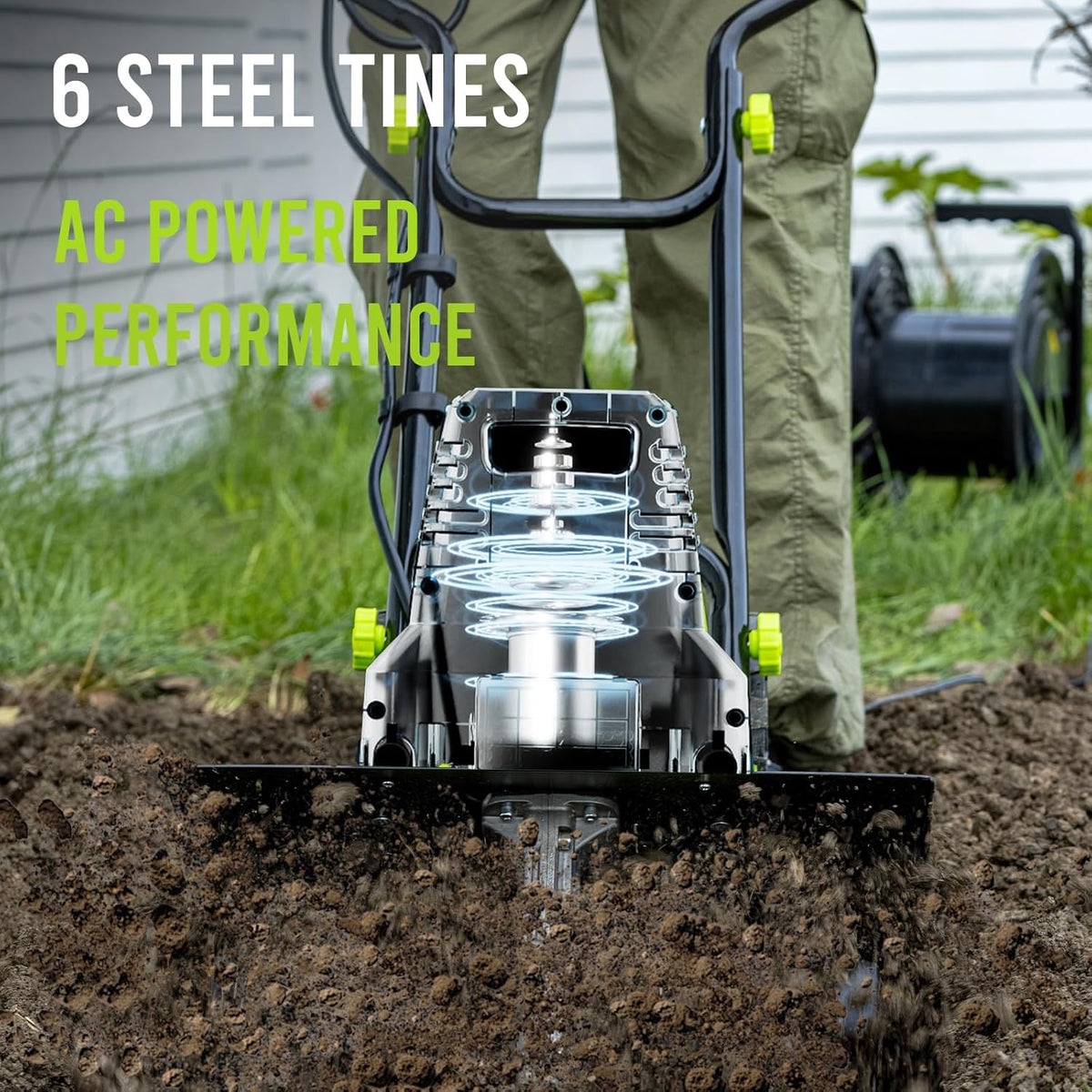 STEELITE 18 Inch Width Electric Tiller Cultivator, 8.7-Inch Depth Electric Rototiller with 24