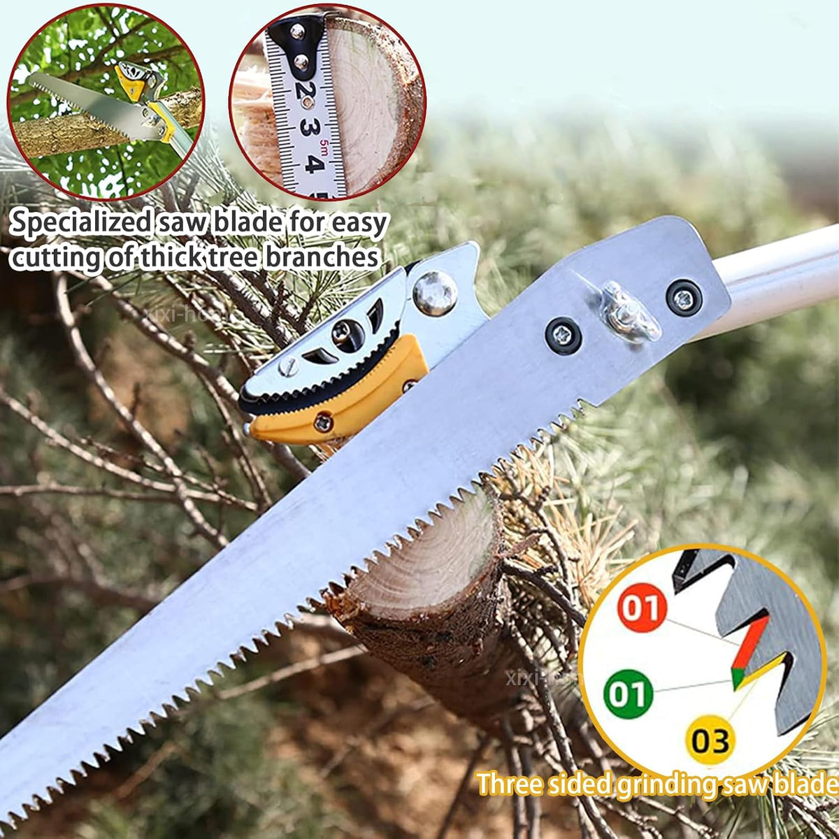 xixi-home Cut and Hold Pruners 4.2-7.2 Ft Long Reach Pole Saw Pruning Shears and Hold Bypass Pruner