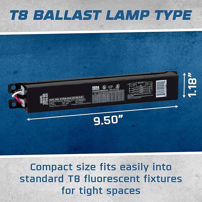 OHLECTRIC Replacement for Keystone KTEB-332-UV-IS-H-P 3 Lamp T8 Electronic Fluorescent Ballast with