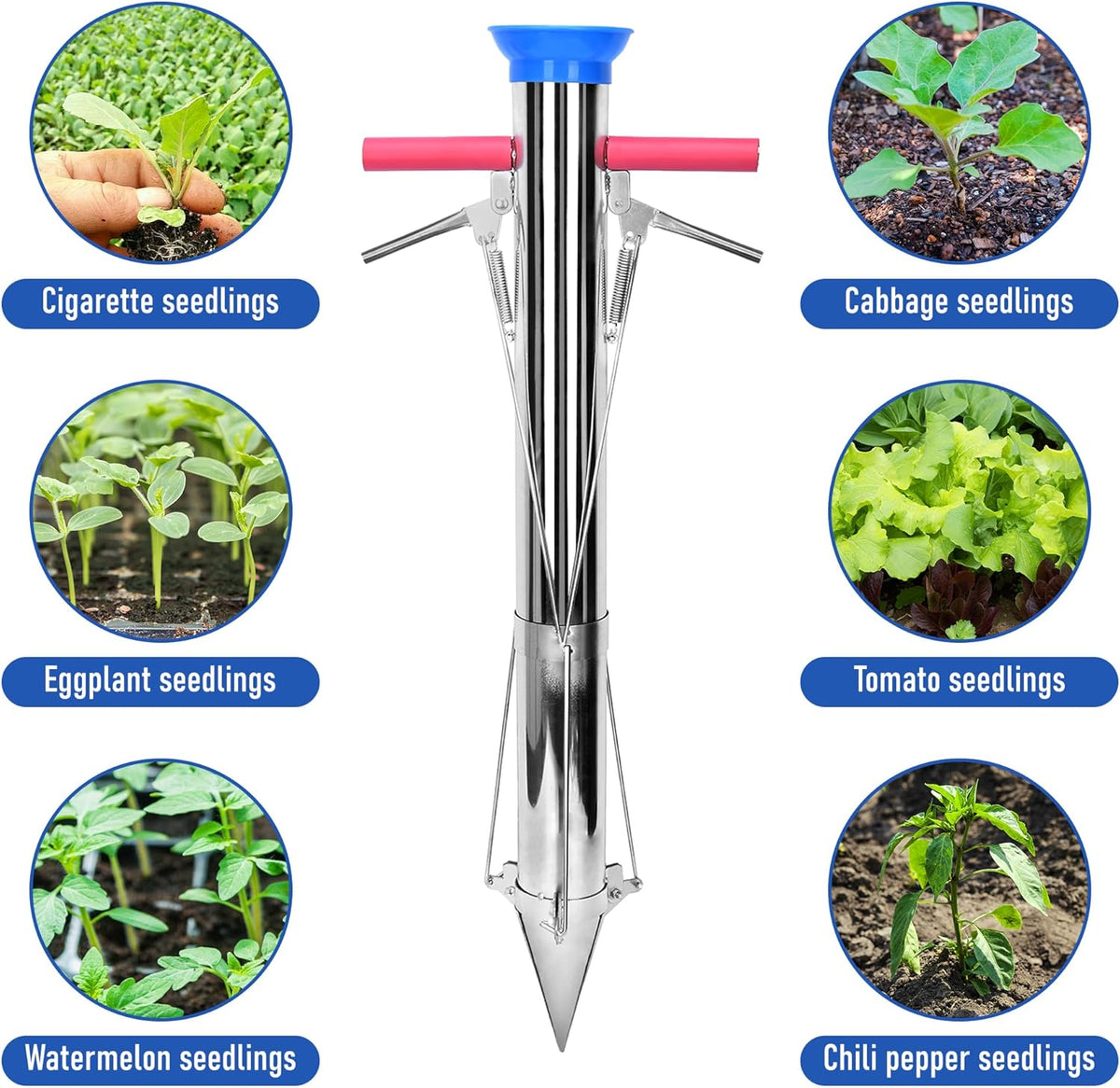 AIWFL Seedling Transplanter Long Double Handled Bulb Planter Tools Vegetable Young Plant Manual
