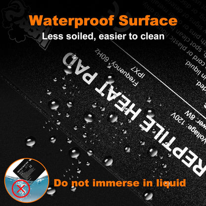 LUCKY HERP Reptile Heat Pad 6x8 Inch 8W Under Tank Terrarium Heating Mat, Reptile Heat Mat, Reptile