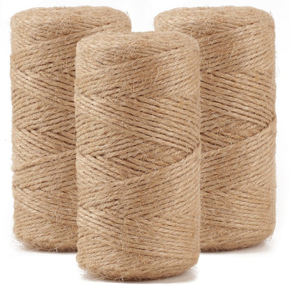 984 FT Natural Jute Twine, 3ply Thin Ribbon Hemp Twine for Gardening, Plant, Gift Wrapping, Art