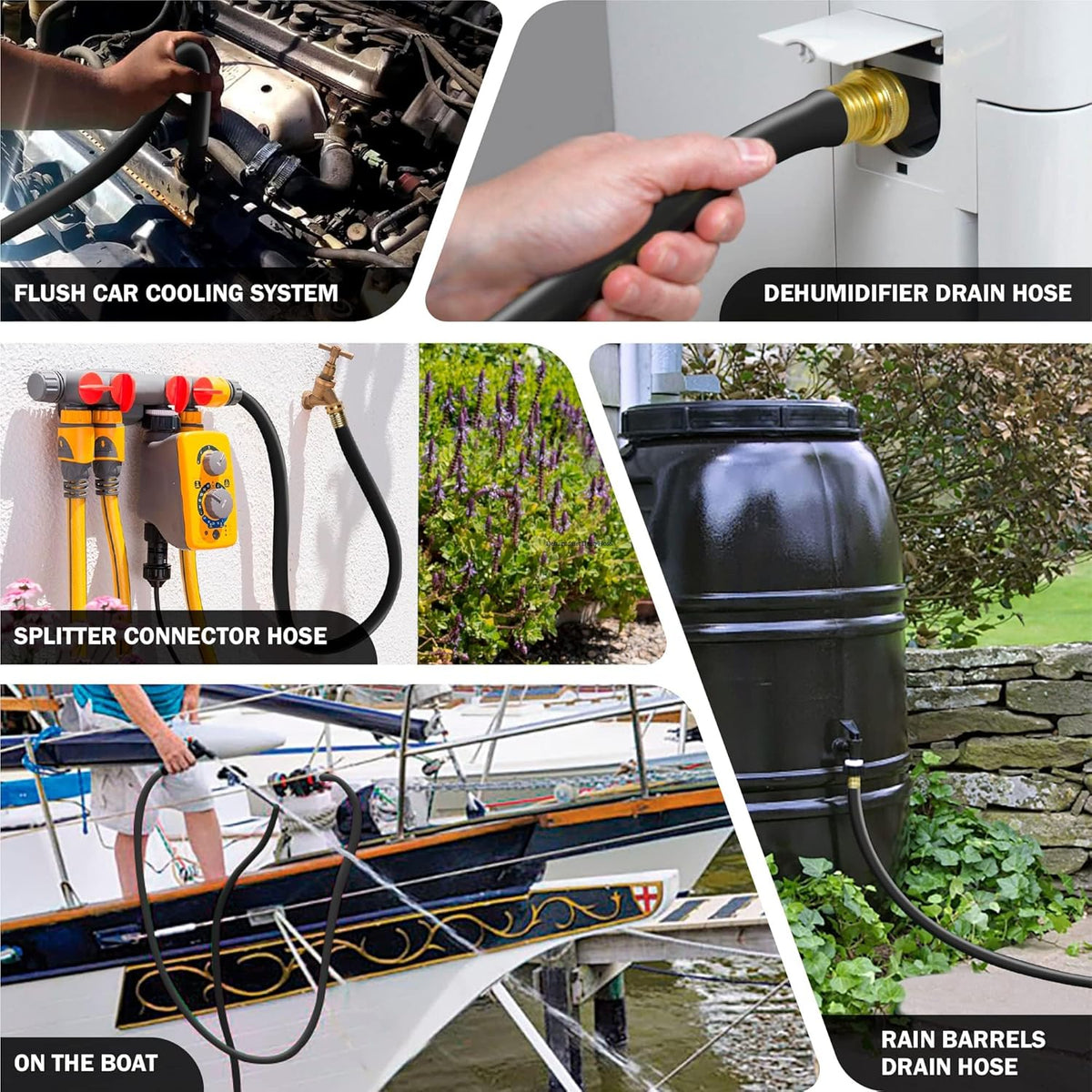 Worth Short Leader Black Garden Hose 5/8 in. x 6 ft. -Brass Aluminum Ends for Household & Yard Use