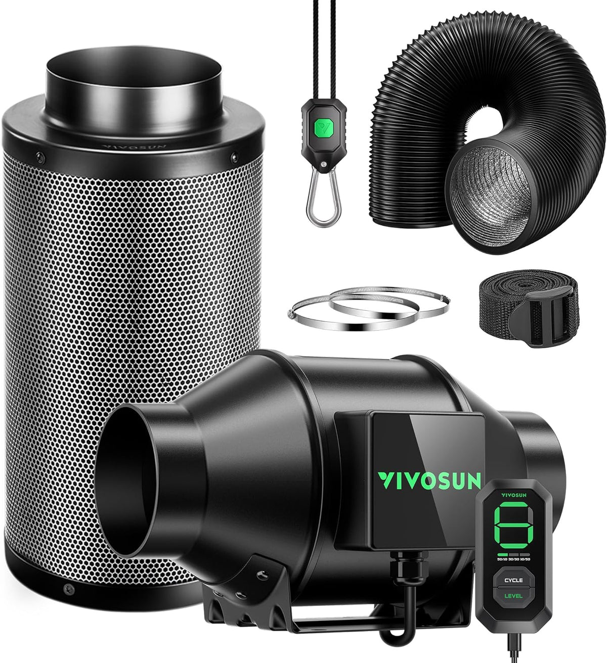VIVOSUN Smart Air Filtration G4 Kit 4", AeroZesh G4 Inline Duct Fan with E12 Speed Controller