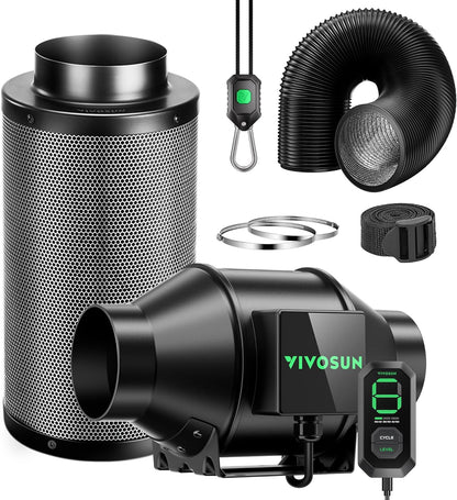 VIVOSUN Smart Air Filtration G4 Kit 4", AeroZesh G4 Inline Duct Fan with E12 Speed Controller