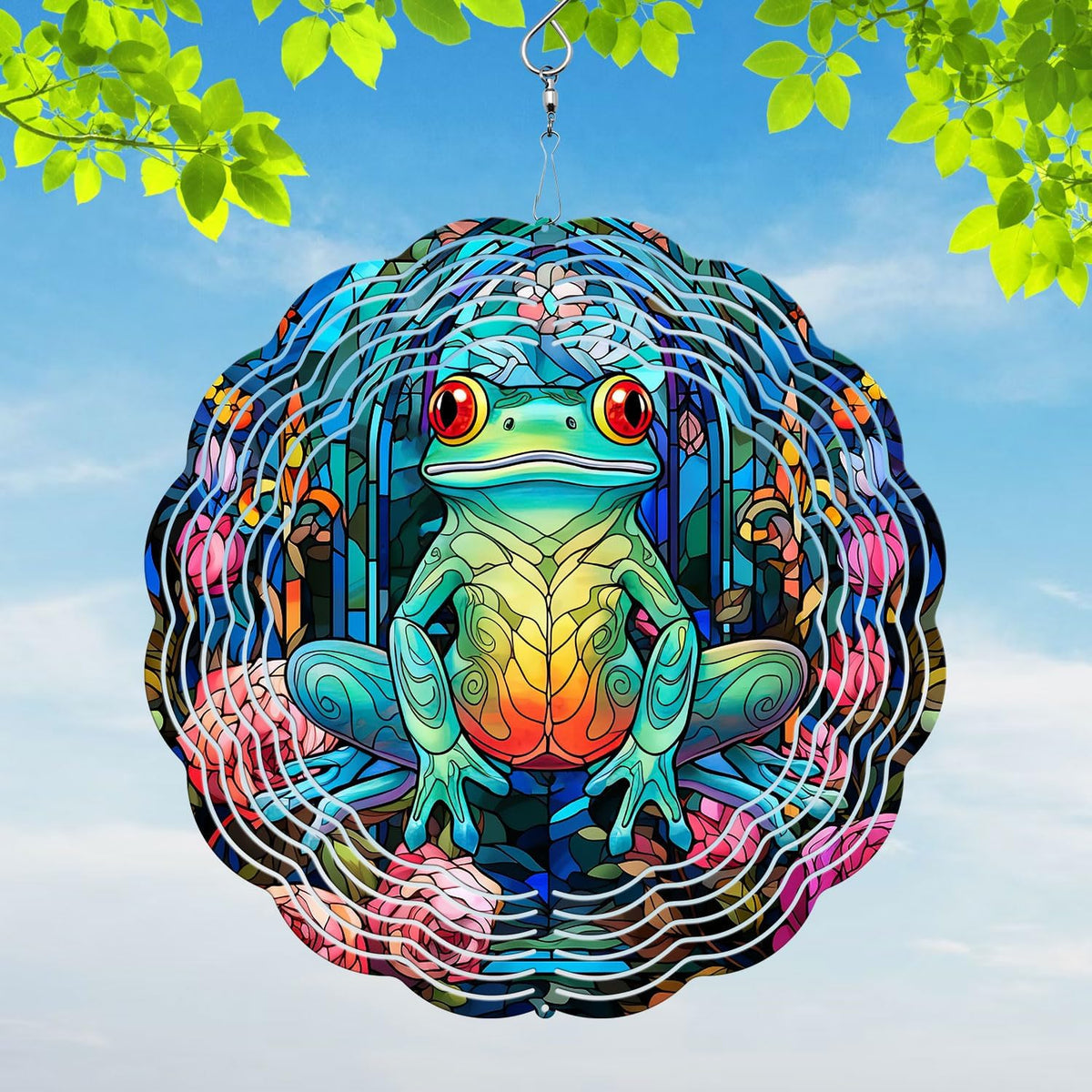 Frog Yard and Garden Wind Spinner, Unique 3D Hanging Frog Wind Spinner