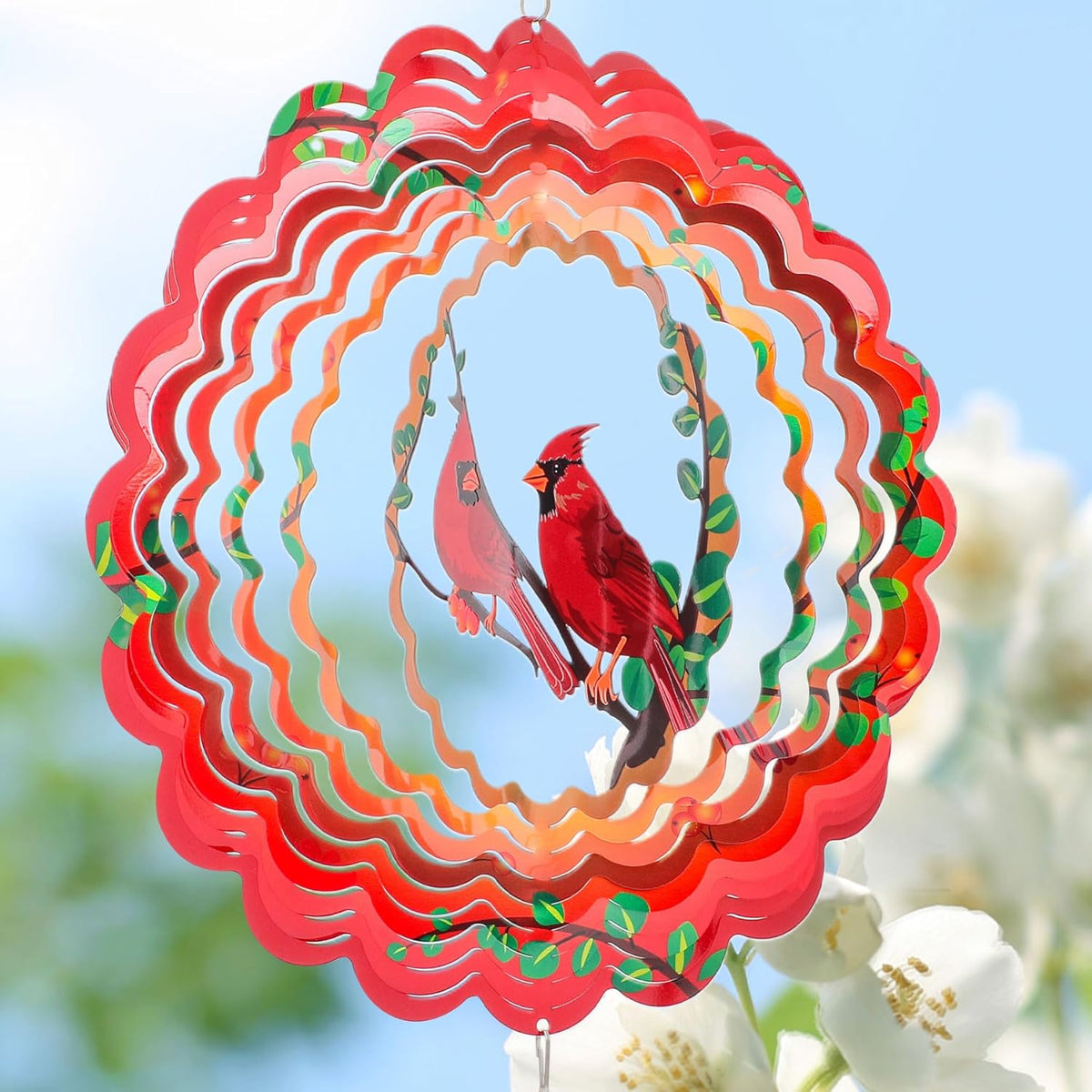 Cardinal Wind Spinners Garden Yard Decor Gift for Women Men, 12 Inch Outdoor Metal 3D Wind Spinner