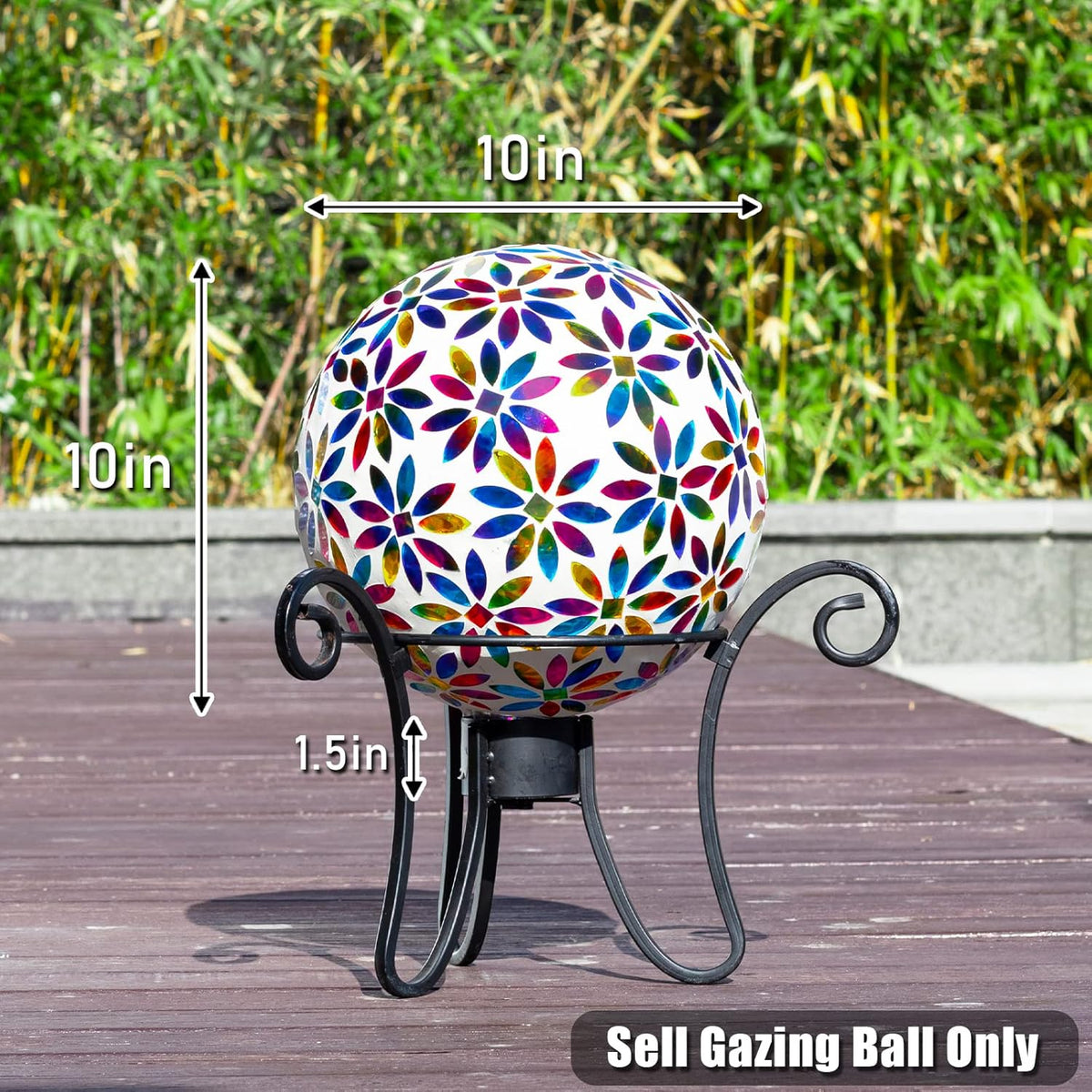 VCUTEKA Gazing Ball, Glass Mosaic Gazing Balls Sphere for Garden Lawn Outdoor Ornament Yard