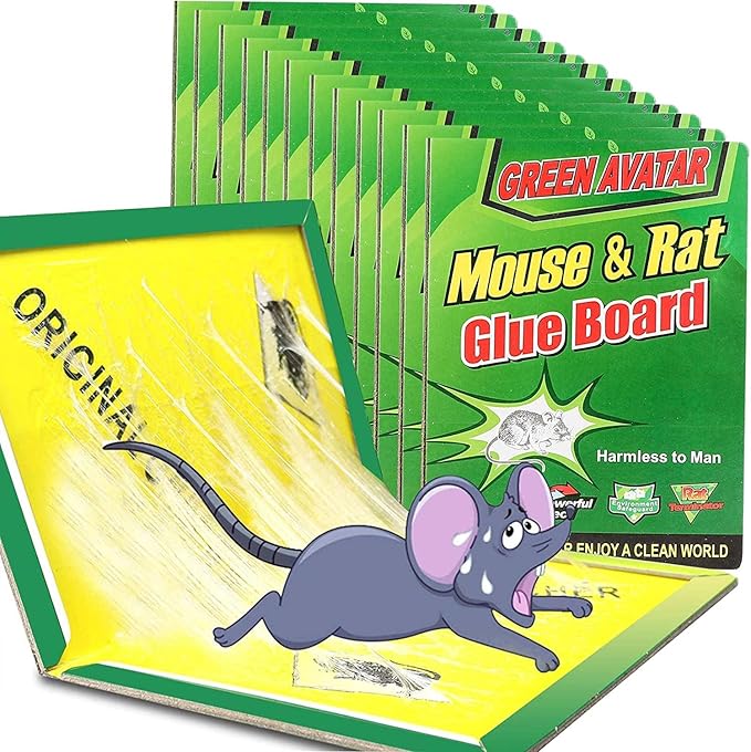 Ezoon 12 Pack Large Mouse Glue Traps with Enhanced Stickiness, Rat Snake Sticky Pad Board for House