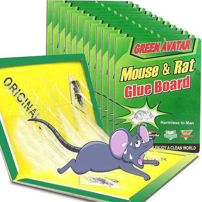 Ezoon 12 Pack Large Mouse Glue Traps with Enhanced Stickiness, Rat Snake Sticky Pad Board for House