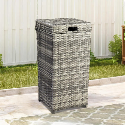 VINGLI Wicker Patio Trash Can, 27 Gallon Rattan Trash Can with Removable Lid, Outdoor Wicker Waste