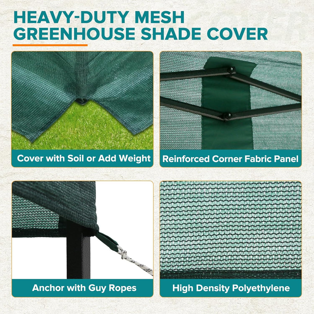 EAGLE PEAK Replacement Mesh Cover for 12x8 Portable Walk-in Pop up Greenhouse, Front and Rear