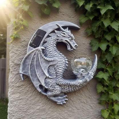 Dragon Tree Hugger Solar Magic Orb Garden Statue Dragon Solar LED Lights Decor Sun Moom for Your