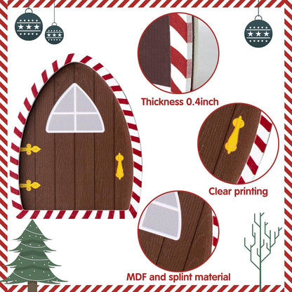 Haooryx Christmas Magic Wooden Miniature Fairy Doors Accessories - 22Pcs Christmas Elf Magic Door
