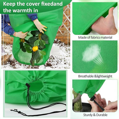 12 Packs Winter Plant Covers Freeze Protection Drawstring Tree Cover 23.62 x 31.5 in Large Reusable