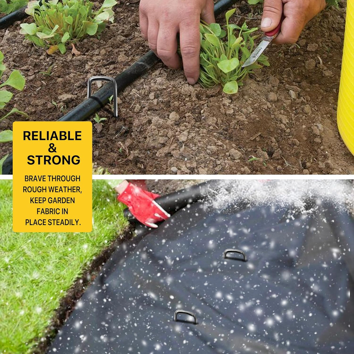 Landscape Staples 6inch,11Gauge Galvanized Lawn Staples, Sturdy Garden Stakes for Effortlessly