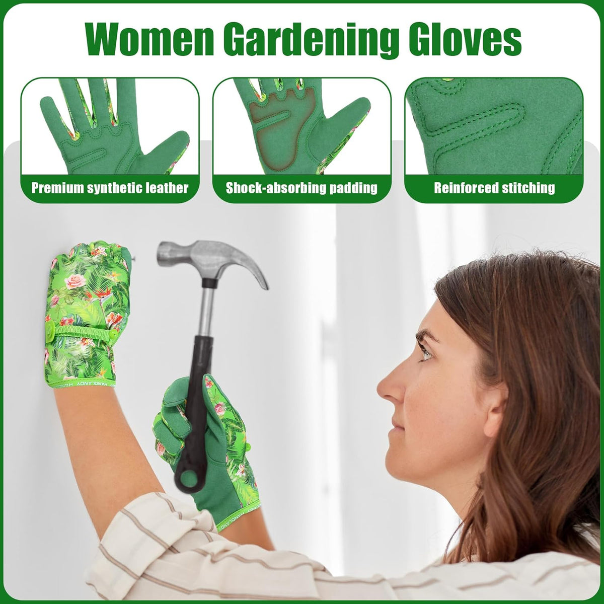 HANDLANDY Women Safety Work Gloves Utility Touch Screen Working Grip Glove for Yardwork Gardening