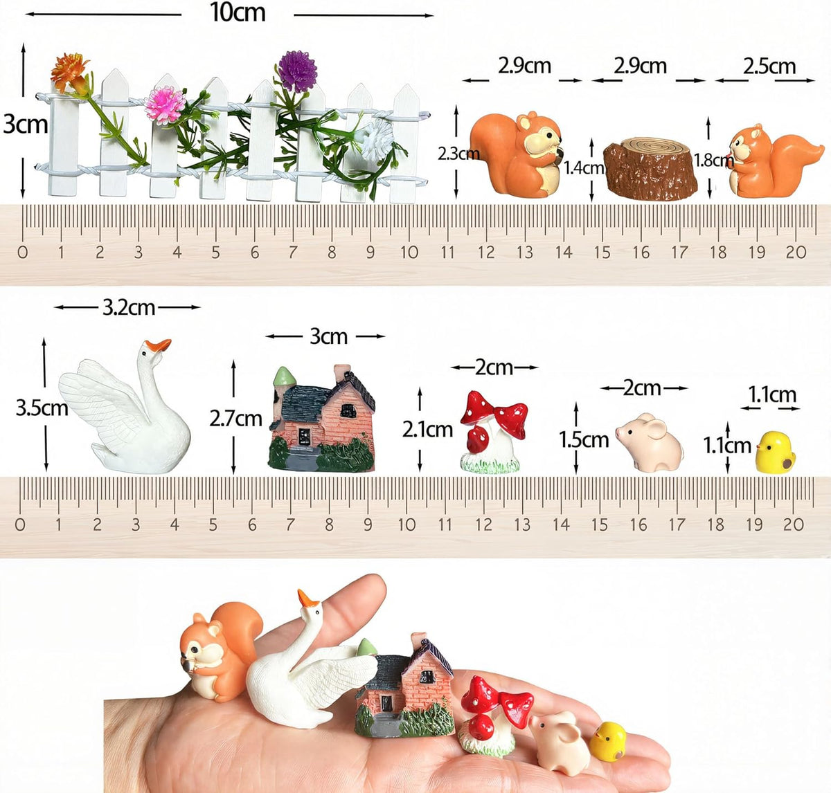 Mini Fairy Garden Accessories 103 PCS Mini Resin Animals for Terrarium Decor Bulk Miniature Garden